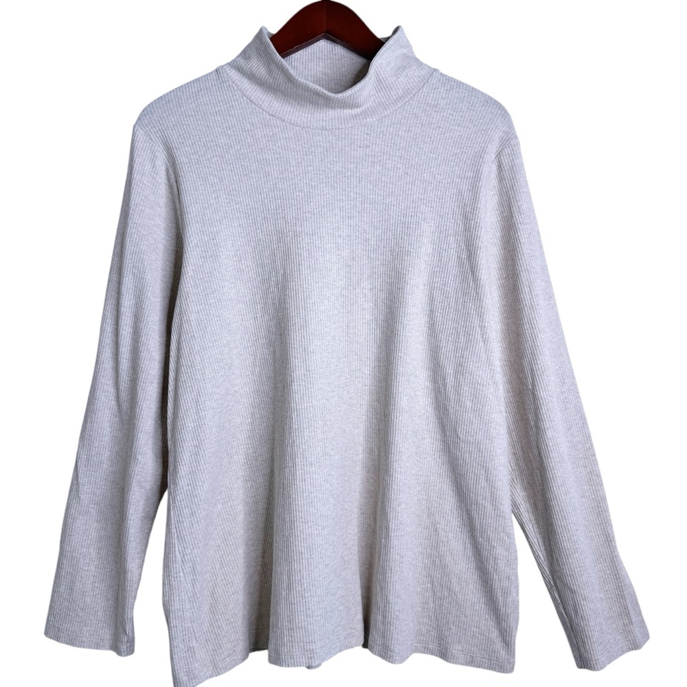SPARTINA 449 Ribbed Mock Neck Tunic Top Size XXL in Light Beige